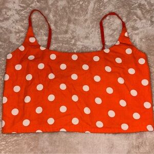 Orange & White Polka Dot Crop Top